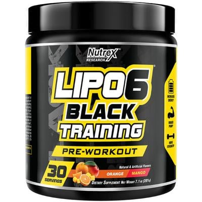 Nutrex LIPO-6 BLACK TRAINING Intense Stimulant Pre Workout Orange and Mango 30 Serv 